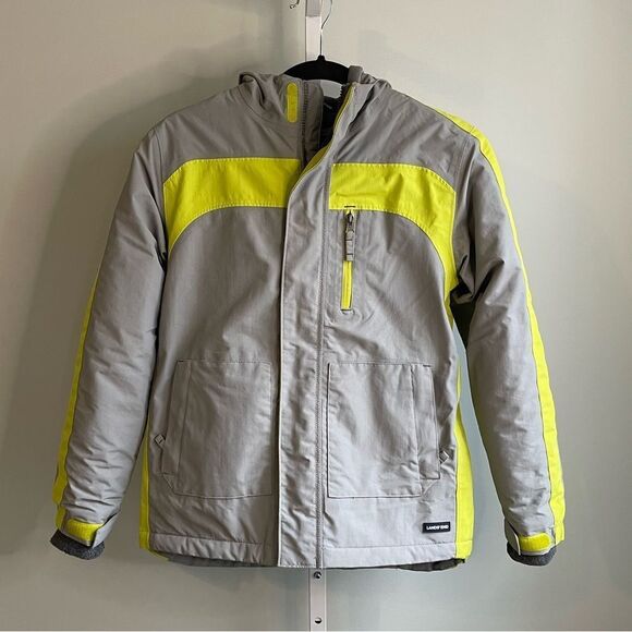 Lands’ End Gray & Yellow Kids Heavy Hooded Jacket